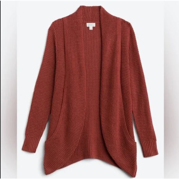 Market & Spruce (XS) Tabatha Waffle Knit Cotton Blend Cocoon Cardigan Rust - Picture 8 of 16